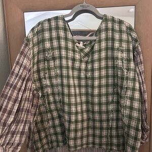 Green Plaid Women's Blouse